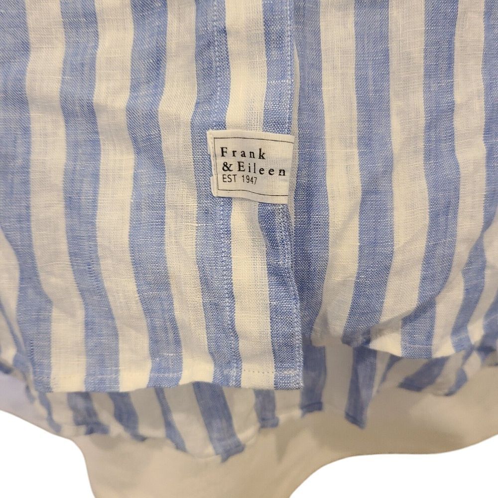 Frank & Eileen Rory Linen Maxi Shirtdress XL Blue White Stripes Casual Beach - Picture 7 of 9